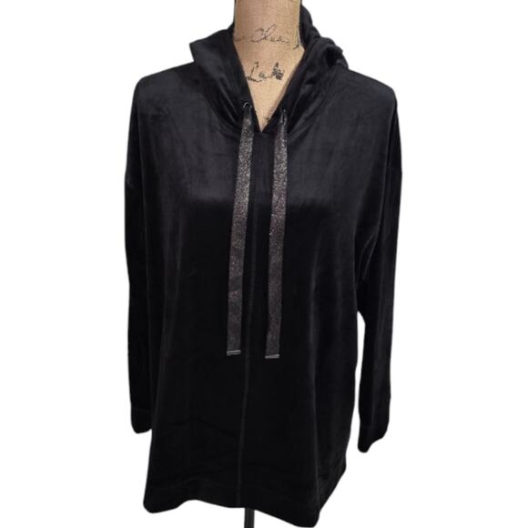 Chico's Zenergy Super Soft Black Velvet Hoodie Size 3 XL - Picture 3 of 9
